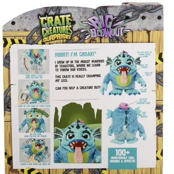 Crate Creatures Surprise Big Blowout Croak Animated Interactive Toy 8" Tall. - Picture 6 of 8